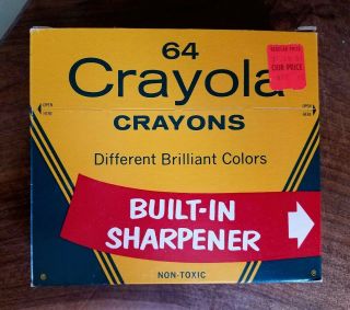 Vintage Crayola Crayons 64 Binney & Smith With Sharpener - Nos