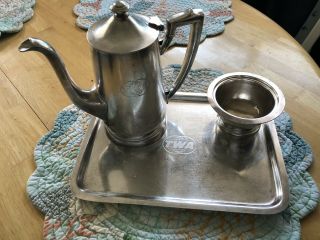 Twa Vintage International Silver Coffee/tea Pot,  Sugar Bowl And Tray.
