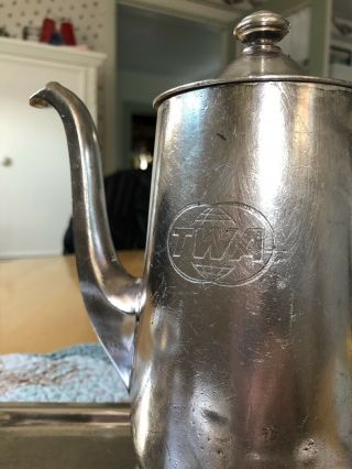 TWA vintage International Silver coffee/tea pot,  sugar bowl and tray. 6