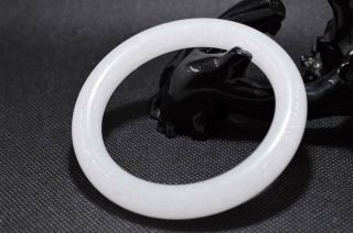 61mm bangle Natural Chinese white jade hand - carved bracelet 1pc 3