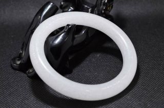 61mm bangle Natural Chinese white jade hand - carved bracelet 1pc 4