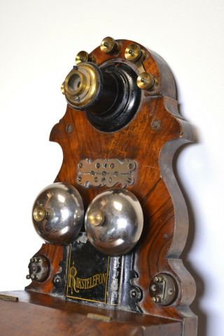 Rare Early Antique Rikstelefon - L.  M.  Ericsson Wooden Wall telephone 1892 4