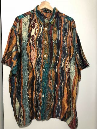 Vintage Coogi Silk Button Up T Shirt Rare Multicolor