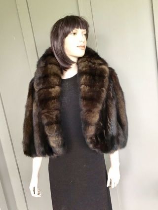 Woman’s Vintage Sable Fur Coat Jacket Bolero Size L No Mink 3