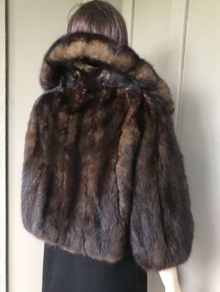 Woman’s Vintage Sable Fur Coat Jacket Bolero Size L No Mink 7