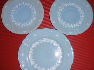 3 Antique Embossed Booths Plates Blue And White England