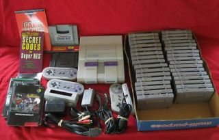 Vintage Snes Video Game Console And 33 Games