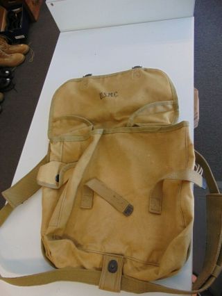 Usmc Boyt 1943 Officers Musette Bag Pack Haversack Named