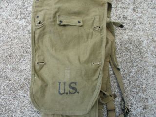 US Army WWII OD Green Canvas Model 1928 Haversack with Pack Carrier 2