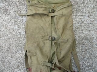 US Army WWII OD Green Canvas Model 1928 Haversack with Pack Carrier 4