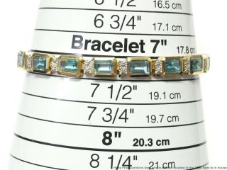 17.  40ctw Emerald Cut Blue Topaz Diamond Solid Gold Bracelet Vintage Tennis Line 11