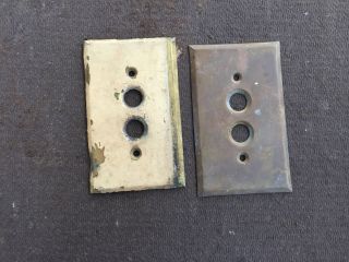 2 Vintage Antique Single Push Button Wall Light Switch Plate Cover