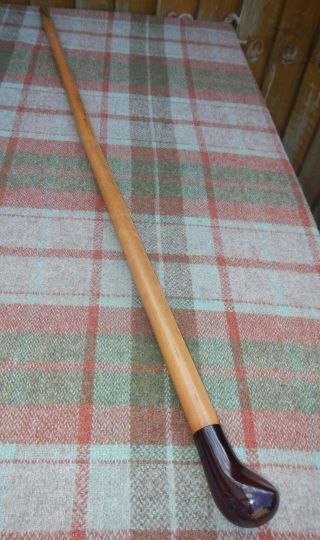 ANTIQUE CHERRY AMBER BAKELITE CLUB TOPPED MALACCA CANE WALKING STICK 4