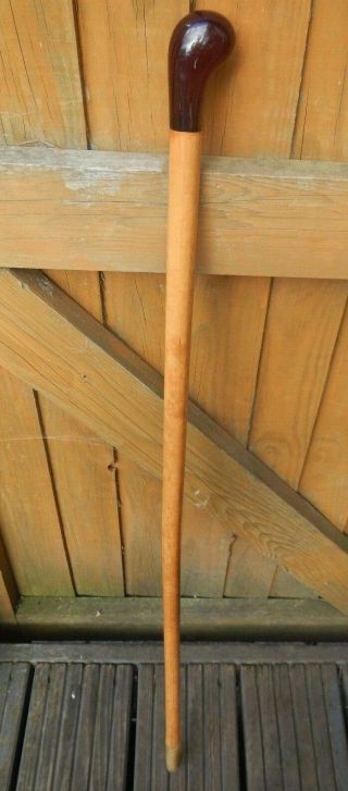 ANTIQUE CHERRY AMBER BAKELITE CLUB TOPPED MALACCA CANE WALKING STICK 5