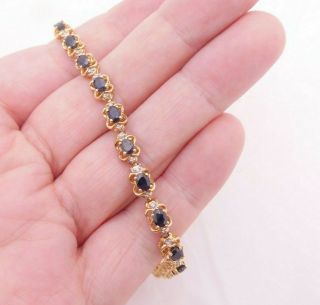 14ct Gold Sapphire Diamond Bracelet,  14k 585 9.  4 Grams