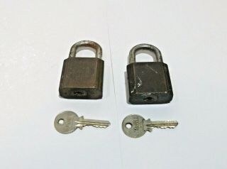 vintage two old brass Triangle No.  704 brass padlocks padlock 3