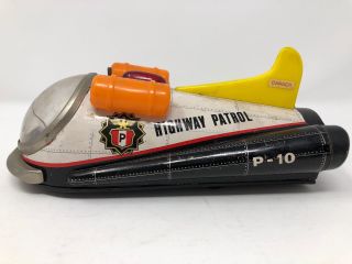 VINTAGE HIGHWAY PATROL P - 10 COPTER TOY propeller broken Modern Toys Tin 5
