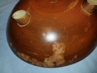 VINTAGE Munising 11 Inch Footed Woodenware Bowl with Hand Painted Mallard Duck 5