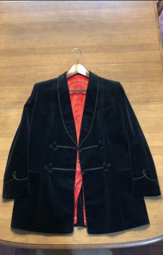 Turnbull & Asser Black Velvet Vintage 38 R Mens Blazer Evening Smoking Jacket