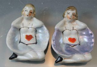 3 Vintage Japan Porcelain Figural Lusterware Bathing Beauty Pin & Ash Trays 6