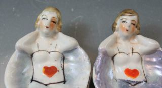 3 Vintage Japan Porcelain Figural Lusterware Bathing Beauty Pin & Ash Trays 7