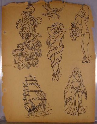 Vintage 1940s Tattoo Flash From Pensacola Florida Tattoo Parlor 15