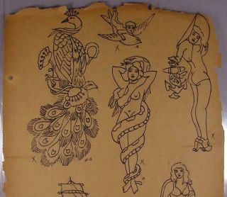 VINTAGE 1940s TATTOO FLASH FROM PENSACOLA FLORIDA TATTOO PARLOR 15 3