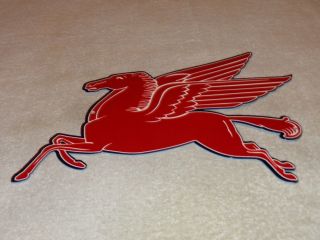 Vintage Mobil Mobilgas Die - Cut Flying Red Pegasus Horse14 " Metal Gas & Oil Sign