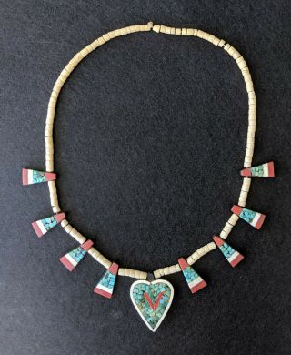 Rare — Santo Domingo Heart Necklace — Depression Era,  Vintage (not Thunderbird)