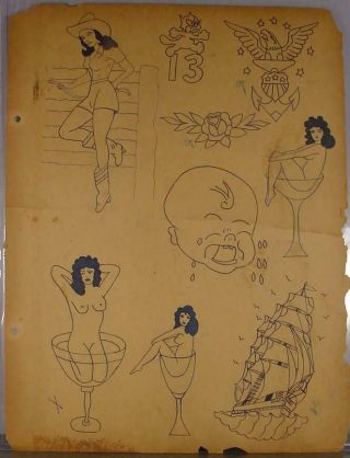 Vintage 1940s Tattoo Flash From Pensacola Florida Tattoo Parlor 17