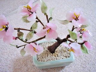 Collectable Chinese Bonsai Glass Flower Tree Figure - Ornament