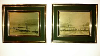Gorgeous Two Signed Vintage Michael John Hill Oil Paintings In Gold Tone Frames.