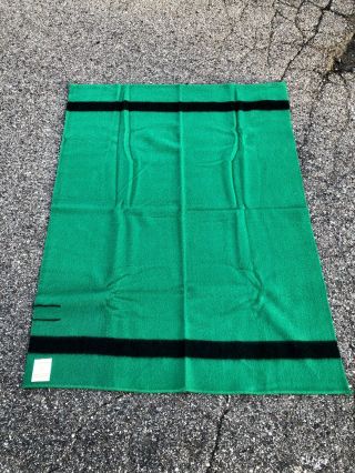 Vintage Hudson’s Bay Wool Blanket 53 X 71 Green Made In England