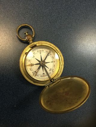 Ww2 Us Military Brass Pocket Compass - Vintage 1940 