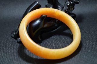 61mm Bangle Natural Chinese Yellow Jade Hand - Carved Bracelet