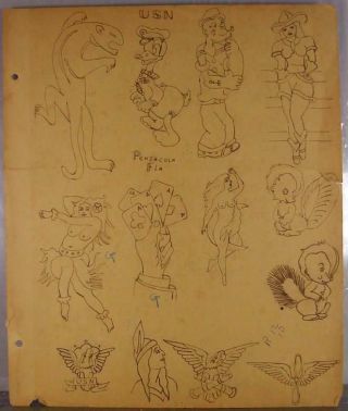 Vintage 1940s Tattoo Flash From Pensacola Florida Tattoo Parlor 14