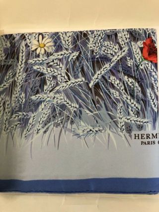 1956 Hermes RARE Vintage Silk Scarf/Carré “The Wheat”in Blue - Hugo Grygkar 2