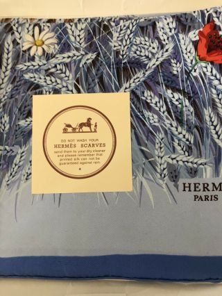 1956 Hermes RARE Vintage Silk Scarf/Carré “The Wheat”in Blue - Hugo Grygkar 3