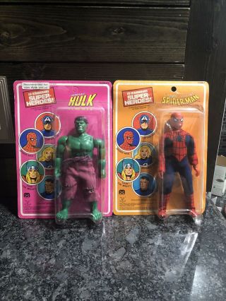 Vintage Mego Spiderman Action Figure Doll & Incredible Hulk Doll 2 Figures Tota