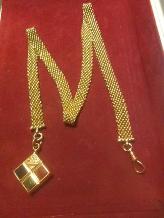 Gold Victorian Mesh Necklace And Agate Fob