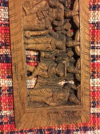 Thai Wood Carving Panel 37.  5 Inches By 7.  5 Inch Asian Wood Carving Wall Hanging