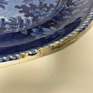 Rare Antique Historical Dark Blue 15 Inch Staffordshire Platter Italian Scenery 3