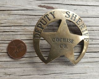 Antique Obsolete Cochise Arizona Territory Sheriff Police Badge C.  1880