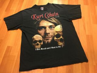 Vintage Nirvana Kurt Cobain I Hate Myself And Want To Die T - Shirt Grunge Rare