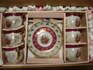 Set Of 6 Cups And Saucers Ojima Japan Man And Woman Valentine 