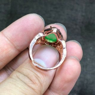 Chinese Green Jadeite Jade Water Drop Shaped Handwork Collectible No.  8 - 12 Ring 6