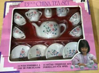 Children’s 13 Pc China Tea Set Rare 8,  Service For 4,  Vintage