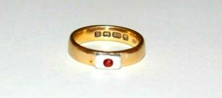 Vintage Heavy Solid 22 Ct Gold Ring With A Single Ruby.  Fully Hallmarked.  Size L
