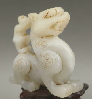 Chinese old natural hetian jade hand - carved dragon design statue 2.  9 inch 5