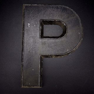 Vintage 10 " Aluminum Distressed Letter " P " Adler Sign Letter Co.  Chicago